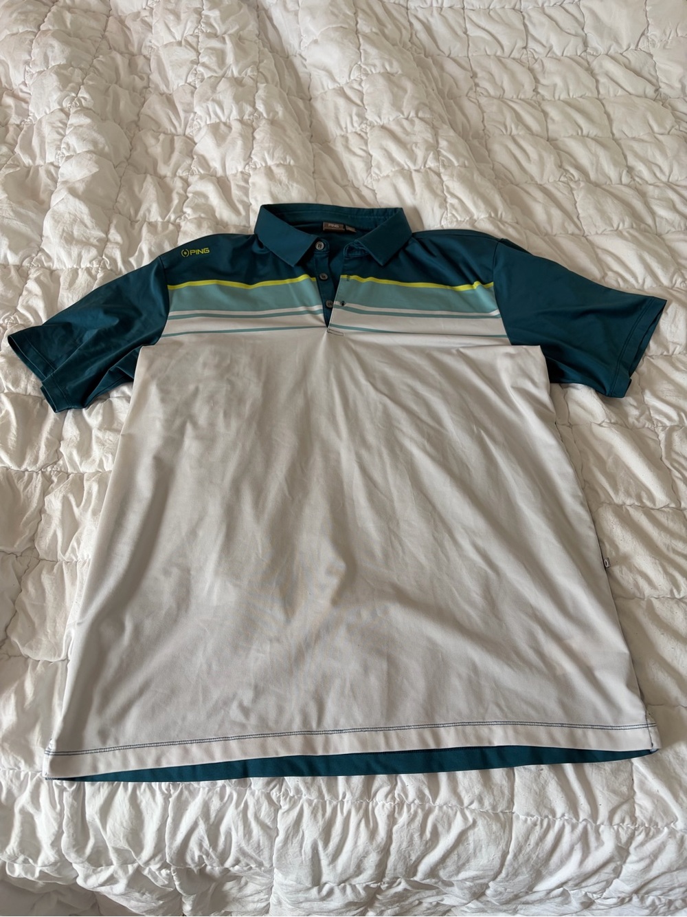 Ping brand polo shirt teal & white